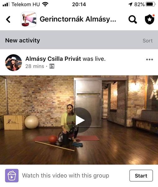 🎥 Megvolt az első élő bejelentkezésem a zárt csoportomban, ahol online tornázhat