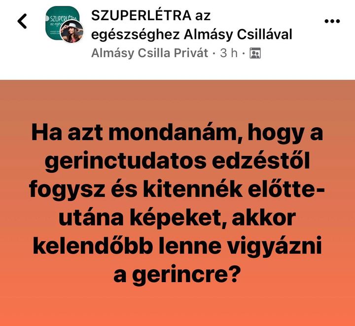 A SZUPERLÉTRA csoportomban tettem fel a kérdést, hogy vajon ha azt ígérném, hogy lefogysz…